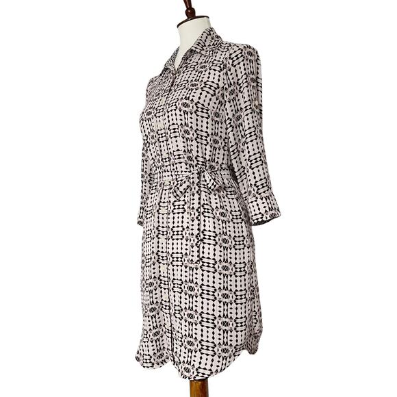 CAbi Colony Club Geometric Print Shirt Dress Blush/Black Size XSmall - Picture 6 of 11
